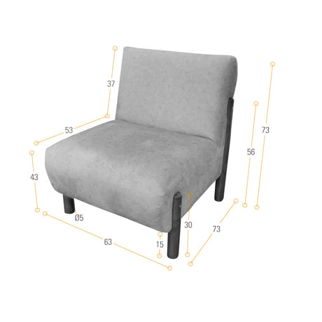 Poltrona Dubi Gris 63x73cm De Un Puesto y sin Apoya Brazos - SOFAS Y POLTRONAS | Bylmo