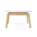 Mesa de Comedor Tyrone Blanco y Matiz Natural 120x76cm Cuadrado de Cuatro Puestos sin Sillas - COMEDORES | Bylmo