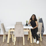 Mesa de Comedor Tyrone Blanco y Matiz Natural 120x76cm Cuadrado de Cuatro Puestos sin Sillas - COMEDORES | Bylmo