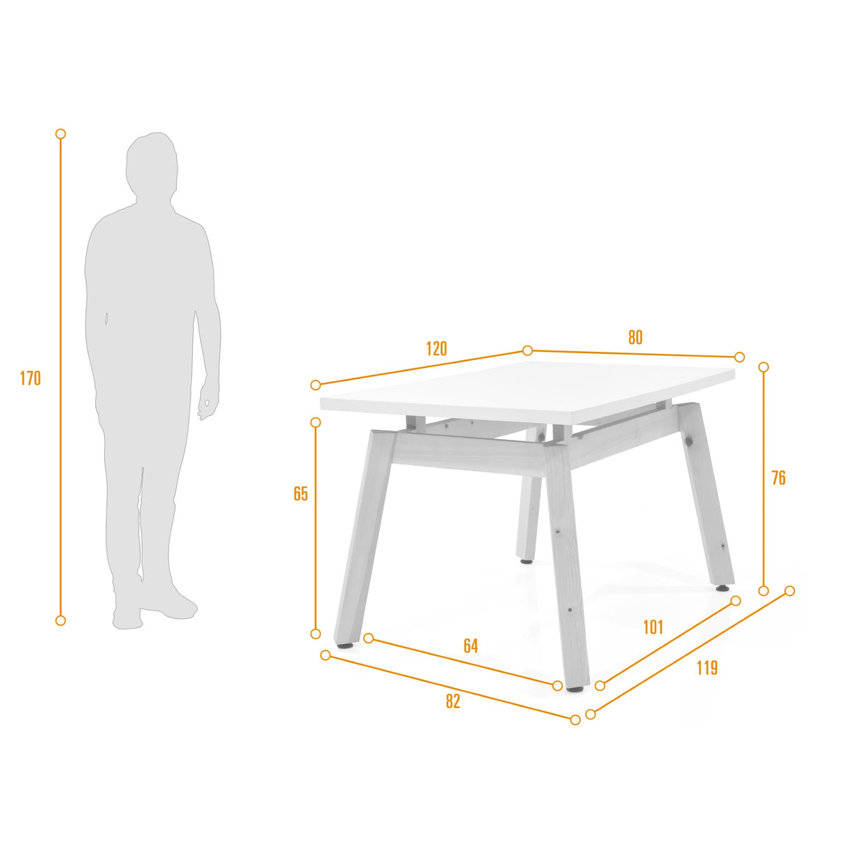 Mesa de Comedor Tyrone Blanco y Matiz Natural 120x76cm Cuadrado de Cuatro Puestos sin Sillas - COMEDORES | Bylmo