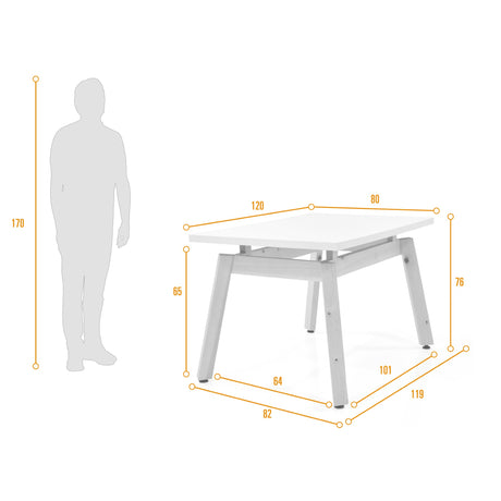 Mesa de Comedor Tyrone Blanco y Matiz Natural 120x76cm Cuadrado de Cuatro Puestos sin Sillas - COMEDORES | Bylmo