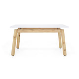 Mesa de Comedor Tyrone Blanco y Matiz Natural 150x76cm Cuadrado de Seis Puestos sin Sillas - COMEDORES | Bylmo