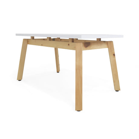 Mesa de Comedor Tyrone Blanco y Matiz Natural 150x76cm Cuadrado de Seis Puestos sin Sillas - COMEDORES | Bylmo