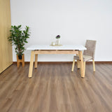 Mesa de Comedor Tyrone Blanco y Matiz Natural 150x76cm Cuadrado de Seis Puestos sin Sillas - COMEDORES | Bylmo