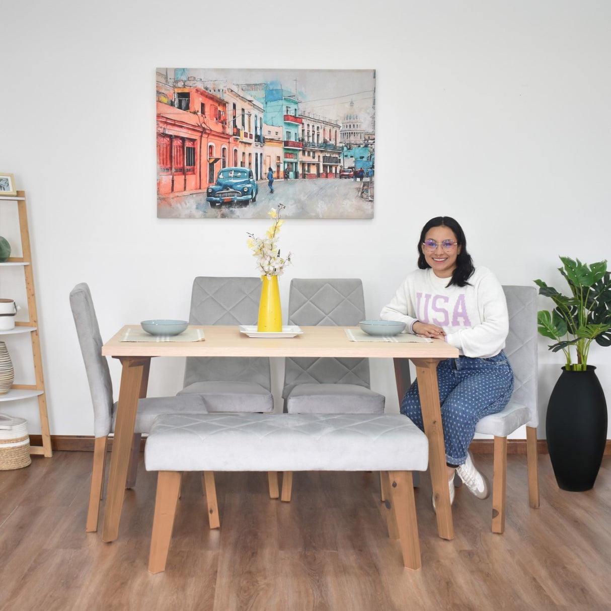 Mesa de Comedor Lugo Matiz Oasis 138x76cm Cuadrado de Seis Puestos sin Sillas - COMEDORES | Bylmo