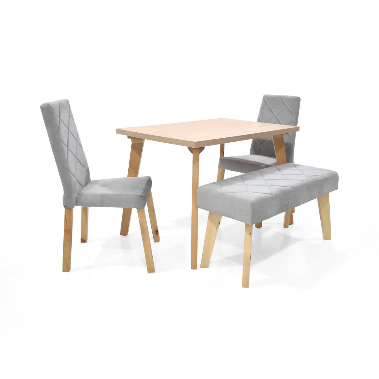 Set Comedor Lugo Matiz Oasis 110x76cm Cuadrado de Cuatro Puestos con Dos Sillas Liverpool y Un Butaco Plata - COMEDORES | Bylmo