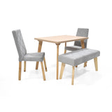 Set Comedor Lugo Matiz Oasis 110x76cm Cuadrado de Cuatro Puestos con Dos Sillas Liverpool y Un Butaco Plata - COMEDORES | Bylmo