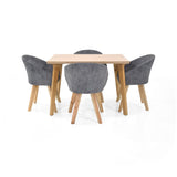 Set Comedor Lugo Matiz Oasis 110x76cm Cuadrado de Cuatro Puestos con Cuatro Sillas Noto Gris - COMEDORES | Bylmo