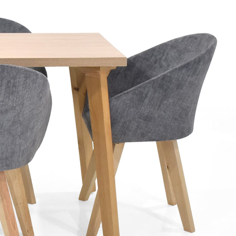 Set Comedor Lugo Matiz Oasis 110x76cm Cuadrado de Cuatro Puestos con Cuatro Sillas Noto Gris - COMEDORES | Bylmo