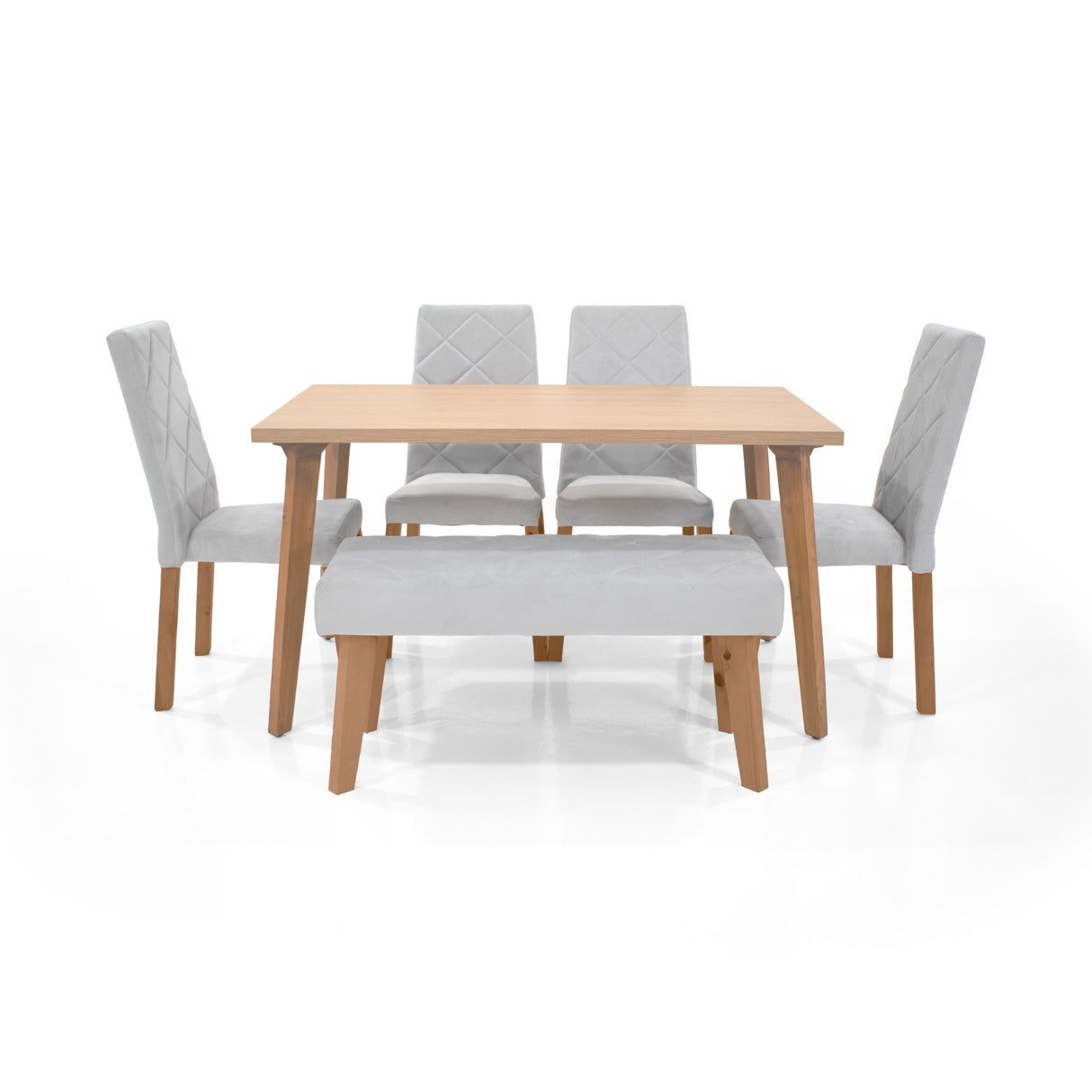Set Comedor Lugo Matiz Oasis 138x76cm Cuadrado de Seis Puestos con Cuatro Sillas Liverpool y Un Butaco Plata - COMEDORES | Bylmo
