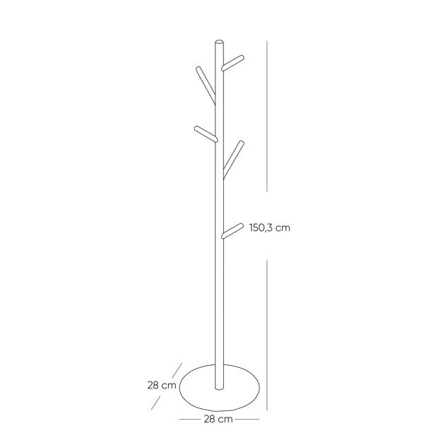 Perchero Metálico de Piso Negro Clásico 28x150 cm con Cinco Ganchos - PERCHEROS | Bylmo
