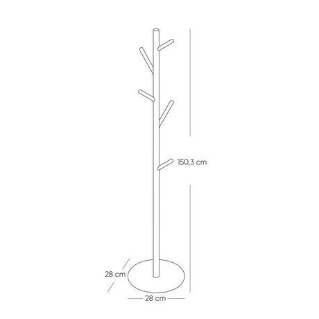 Perchero Metálico de Piso Negro Clásico 28x150 cm con Cinco Ganchos - PERCHEROS | Bylmo