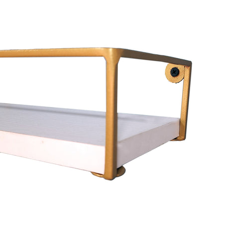 Repisa Monet Blanco y Dorado 41x12cm con Un Entrepaño - REPISAS | Bylmo