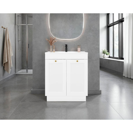 Mueble para Lavamanos Baluarte Blanco 76.2x86.3cm Individual con Lavamanos Empotrado y con Dos Puertas - MUEBLES PARA LAVAMANOS | Bylmo