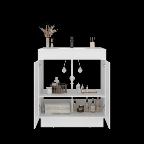 Mueble para Lavamanos Baluarte Blanco 76.2x86.3cm Individual con Lavamanos Empotrado y con Dos Puertas - MUEBLES PARA LAVAMANOS | Bylmo