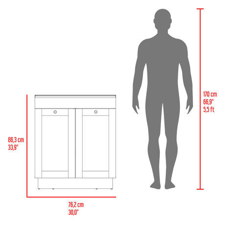 Mueble para Lavamanos Baluarte Blanco 76.2x86.3cm Individual con Lavamanos Empotrado y con Dos Puertas - MUEBLES PARA LAVAMANOS | Bylmo