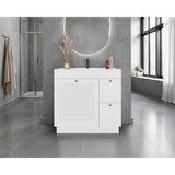 Mueble para Lavamanos Baluarte Blanco 91.7x86.3cm Individual con Lavamanos Empotrado y con Tres Puertas - MUEBLES PARA LAVAMANOS | Bylmo