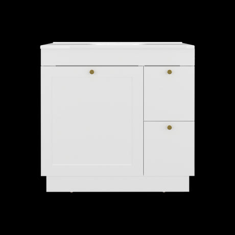 Mueble para Lavamanos Baluarte Blanco 91.7x86.3cm Individual con Lavamanos Empotrado y con Tres Puertas - MUEBLES PARA LAVAMANOS | Bylmo
