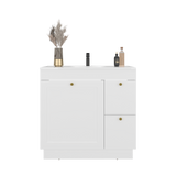 Mueble para Lavamanos Baluarte Blanco 91.7x86.3cm Individual con Lavamanos Empotrado y con Tres Puertas