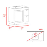 Mueble para Lavamanos Baluarte Blanco 91.7x86.3cm Individual con Lavamanos Empotrado y con Tres Puertas - MUEBLES PARA LAVAMANOS | Bylmo