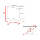 Mueble para Lavamanos Baluarte Blanco 91.7x86.3cm Individual con Lavamanos Empotrado y con Tres Puertas