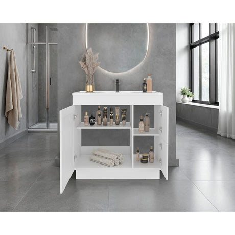 Mueble para Lavamanos Baluarte Blanco 91.7x86.3cm Individual con Lavamanos Empotrado y con Tres Puertas - MUEBLES PARA LAVAMANOS | Bylmo