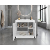 Mueble para Lavamanos Baluarte Blanco 91.7x86.3cm Individual con Lavamanos Empotrado y con Tres Puertas