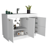 Mueble para Lavamanos Baluarte Blanco 121.9x86.3cm Individual con Lavamanos Empotrado y con Cuatro Puertas - MUEBLES PARA LAVAMANOS | Bylmo
