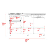 Mueble Inferior de Cocina Creta Blanco 150x88cm con Mesón de Acero Inoxidable Lado Izquierdo y con Estufa - MUEBLES INFERIORES DE COCINA | Bylmo