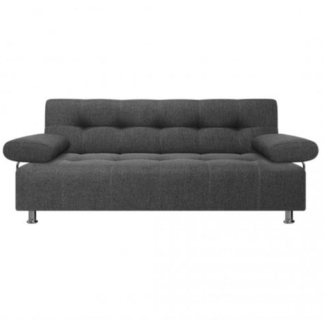 Sofá Cama Milan Plomo 180x30cm de Tres Puestos Reclinable Con Tapizado Acolchado y Antifluido - SOFAS Y POLTRONAS | Bylmo