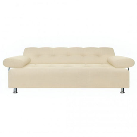 Sofá Cama Milan Marfil 180x30cm de Tres Puestos Reclinable Con Tapizado Acolchado y Antifluido - SOFAS Y POLTRONAS | Bylmo