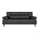 Sofá Cama Milan Negro 180x30cm de Tres Puestos Reclinable Con Tapizado de Cuerina Acolchado y Antifluido - SOFAS Y POLTRONAS | Bylmo