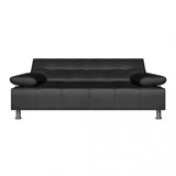Sofá Cama Milan Negro 180x30cm de Tres Puestos Reclinable Con Tapizado de Cuerina Acolchado y Antifluido - SOFAS Y POLTRONAS | Bylmo