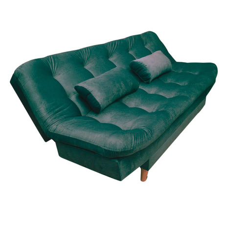 Sofá Cama Magic Verde 180x30cm de Tres Puestos Reclinable Con Tapizado Acolchado y Antifluido - SOFAS Y POLTRONAS | Bylmo