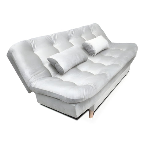 Sofá Cama Magic Plata 180x30cm de Tres Puestos Reclinable Con Tapizado Acolchado y Antifluido - SOFAS Y POLTRONAS | Bylmo
