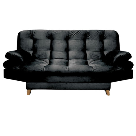 Sofá Cama Magic Negro Brillante 180x30cm de Tres Puestos Reclinable Con Tapizado Acolchado y Antifluido - SOFAS Y POLTRONAS | Bylmo