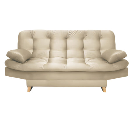 Sofá Cama Magic Beige 180x30cm de Tres Puestos Reclinable Con Tapizado Acolchado y Antifluido - SOFAS Y POLTRONAS | Bylmo