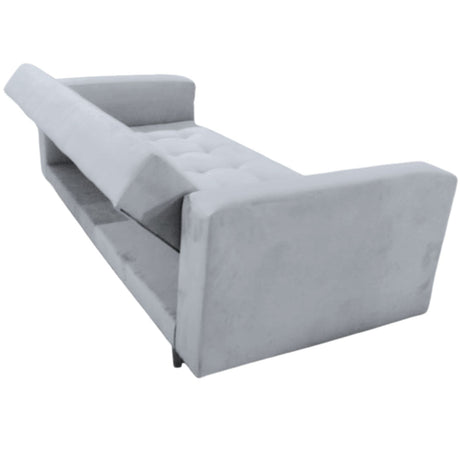 Sofá Cama Munich Plata 200x30cm de Tres Puestos Reclinable Con Tapizado Acolchado y Antifluido - SOFAS Y POLTRONAS | Bylmo