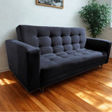 Sofá Cama Munich Negro 200x30cm de Tres Puestos Reclinable Con Tapizado Acolchado y Antifluido - SOFAS Y POLTRONAS | Bylmo