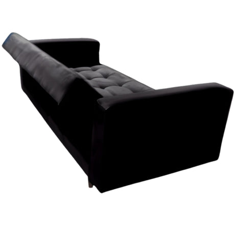 Sofá Cama Munich Negro 200x30cm de Tres Puestos Reclinable Con Tapizado Acolchado y Antifluido - SOFAS Y POLTRONAS | Bylmo