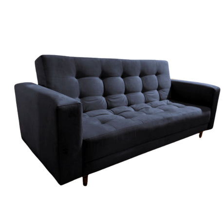 Sofá Cama Munich Negro 200x30cm de Tres Puestos Reclinable Con Tapizado Acolchado y Antifluido - SOFAS Y POLTRONAS | Bylmo