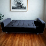 Sofá Cama Munich Negro 200x30cm de Tres Puestos Reclinable Con Tapizado Acolchado y Antifluido - SOFAS Y POLTRONAS | Bylmo