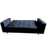 Sofá Cama Munich Negro 200x30cm de Tres Puestos Reclinable Con Tapizado Acolchado y Antifluido - SOFAS Y POLTRONAS | Bylmo