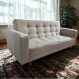 Sofá Cama Munich Beige 200x30cm de Tres Puestos Reclinable Con Tapizado Acolchado y Antifluido - SOFAS Y POLTRONAS | Bylmo