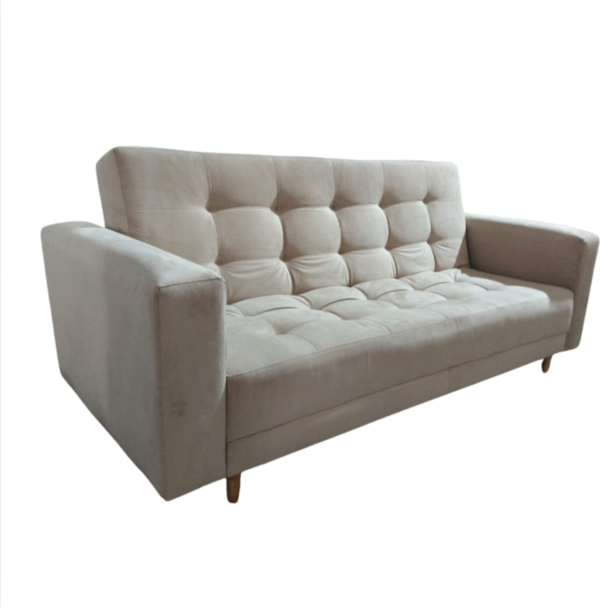Sofá Cama Munich Beige 200x30cm de Tres Puestos Reclinable Con Tapizado Acolchado y Antifluido - SOFAS Y POLTRONAS | Bylmo