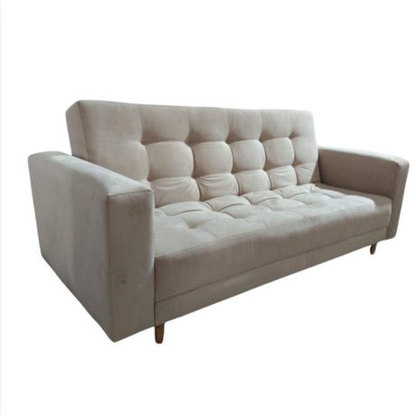 Sofá Cama Munich Beige 200x30cm de Tres Puestos Reclinable Con Tapizado Acolchado y Antifluido - SOFAS Y POLTRONAS | Bylmo