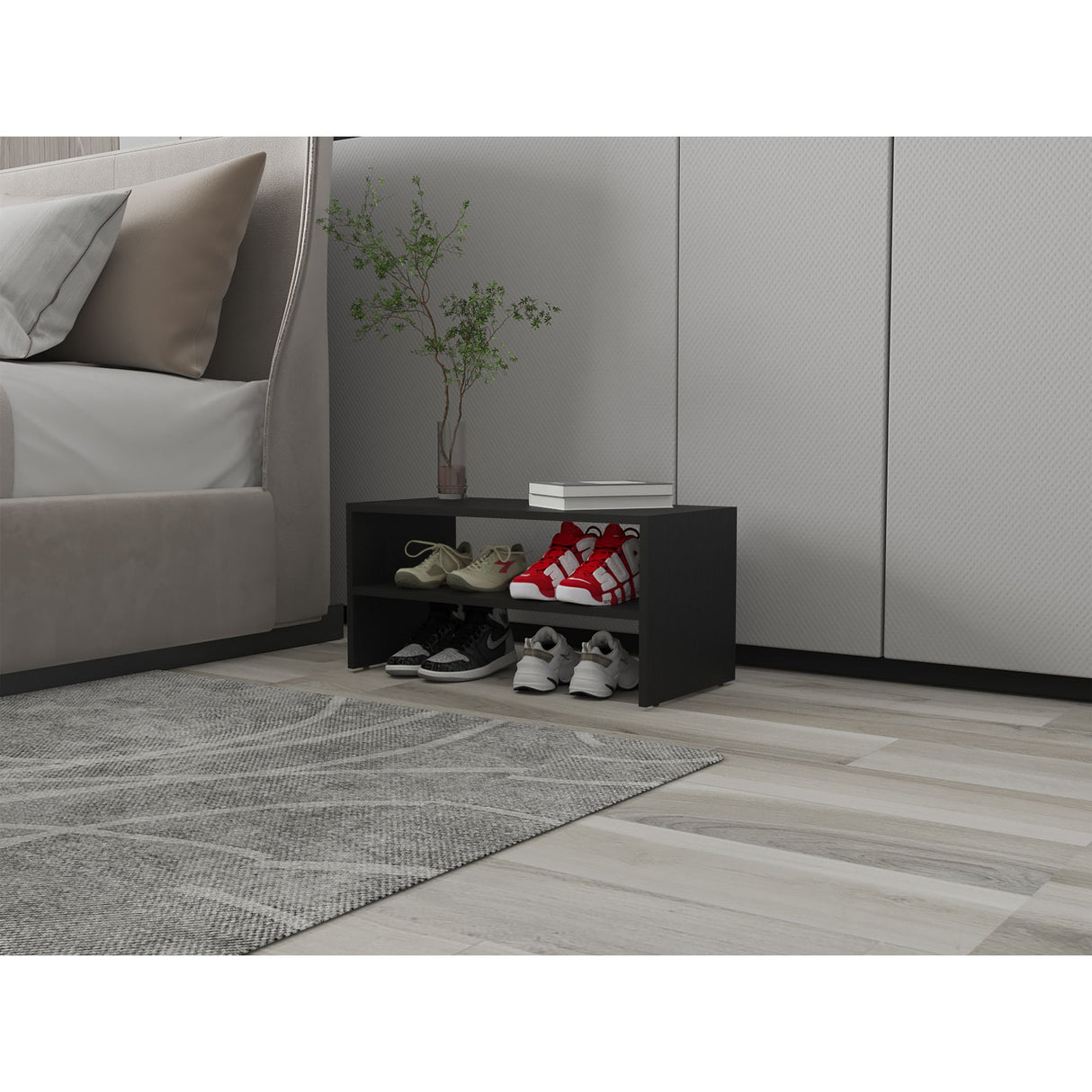 Zapatero Silpa Wengue 72x34.9cm Horizontal de Dos Niveles para Seis Zapatos - ZAPATEROS | Bylmo