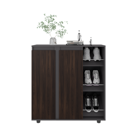 Zapatero Houck Plomo Y Nogal 86.5x91.5cm Vertical de Tres Niveles para Once Zapatos - ZAPATEROS | Bylmo