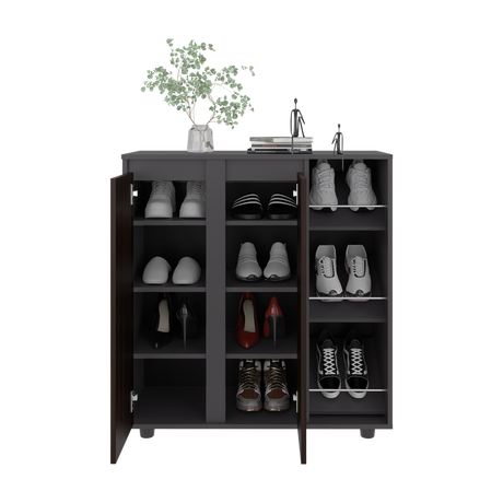 Zapatero Houck Plomo Y Nogal 86.5x91.5cm Vertical de Tres Niveles para Once Zapatos - ZAPATEROS | Bylmo