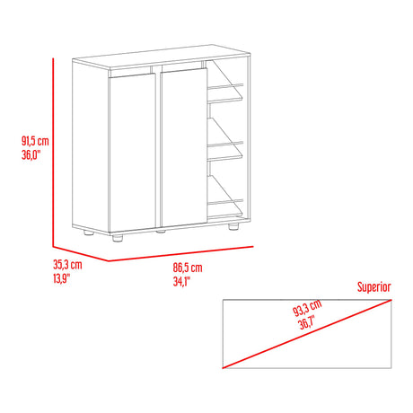 Zapatero Houck Plomo Y Nogal 86.5x91.5cm Vertical de Tres Niveles para Once Zapatos - ZAPATEROS | Bylmo
